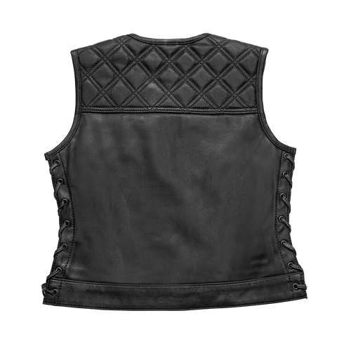 Bonnie - Women's Motorcycle Leather Vest - Diamond Quilt