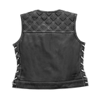 Bonnie - Women's Motorcycle Leather Vest - Diamond Quilt