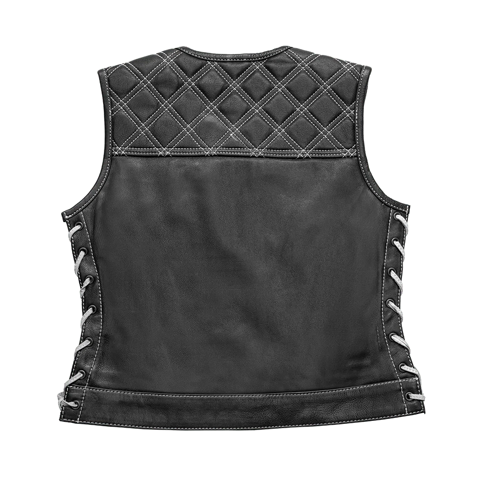 Bonnie - Women's Motorcycle Leather Vest - Diamond Quilt