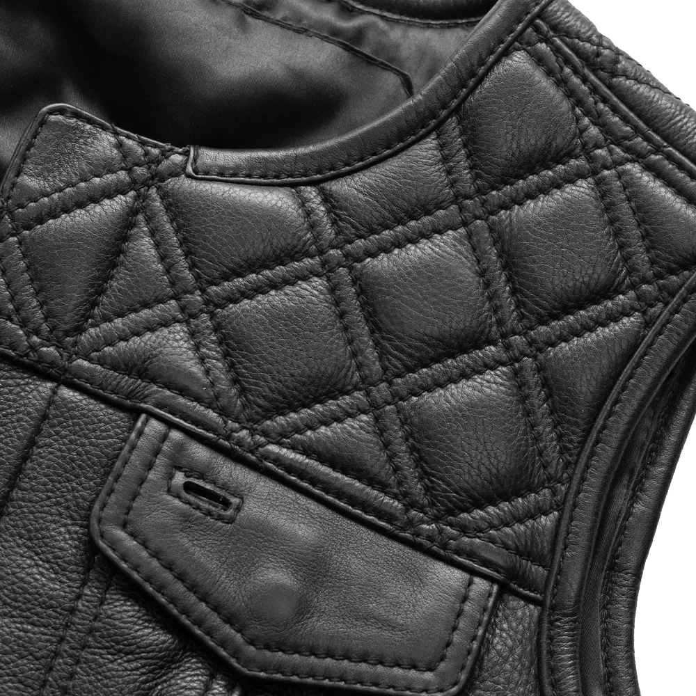 Bonnie - Women's Motorcycle Leather Vest - Diamond Quilt