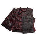 Bonnie - Women's Motorcycle Leather Vest - Diamond Quilt