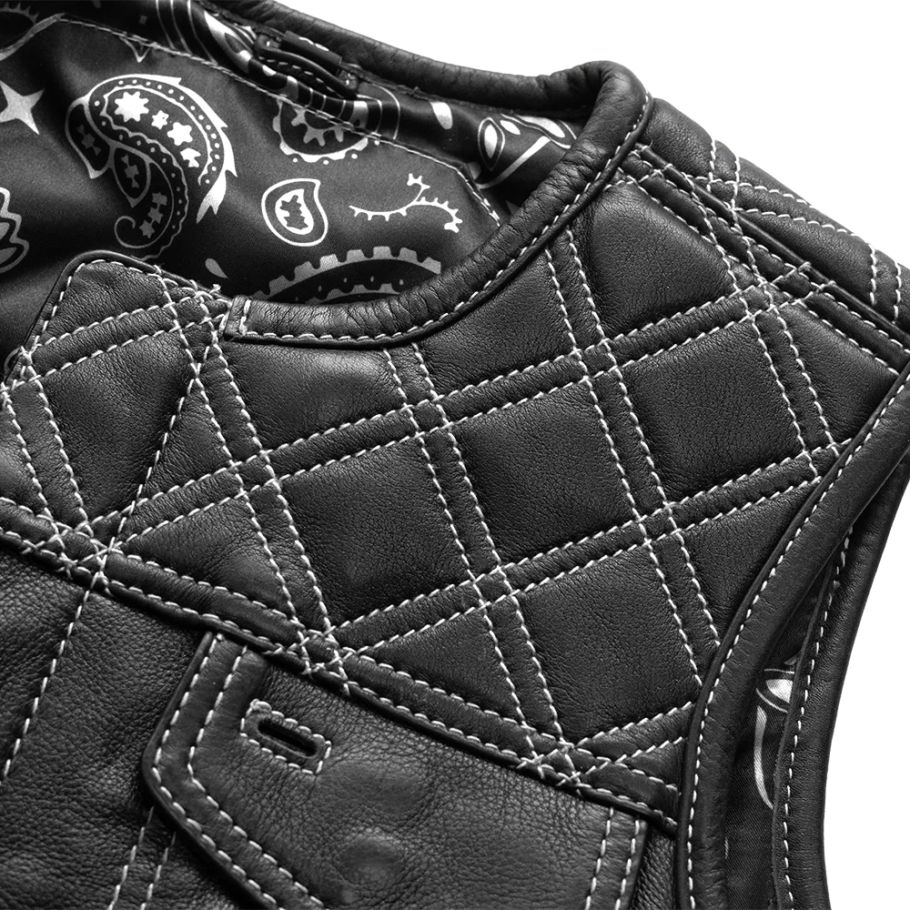 Bonnie - Women's Motorcycle Leather Vest - Diamond Quilt
