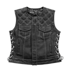 Bonnie - Women's Motorcycle Leather Vest - Diamond Quilt