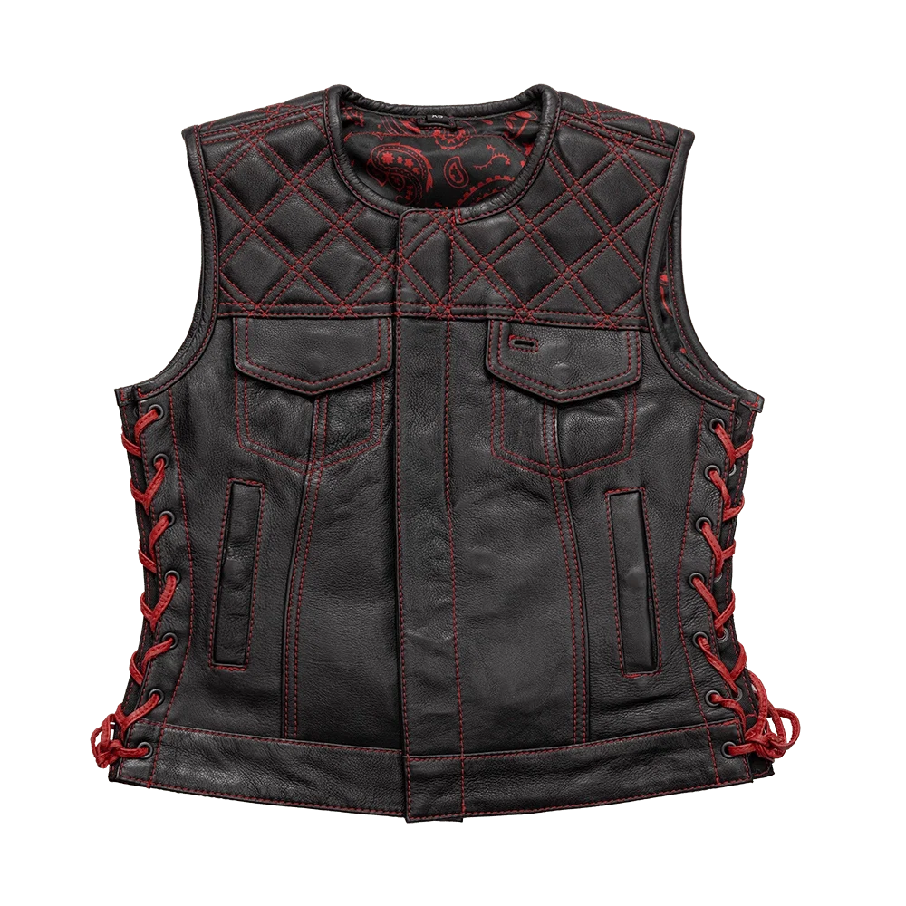 Bonnie - Women's Motorcycle Leather Vest - Diamond Quilt