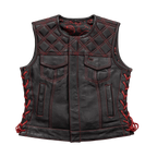Bonnie - Women's Motorcycle Leather Vest - Diamond Quilt