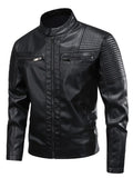 Zip Up Leather Motorcycle Jacket
