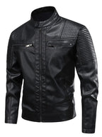 Zip Up Leather Motorcycle Jacket