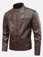 Zip Up Leather Motorcycle Jacket