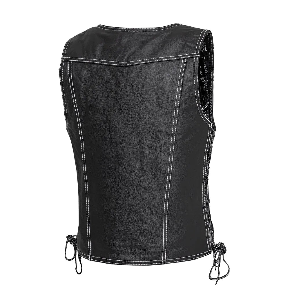 Cindy -  Women's Motorcycle Leather Vest Black