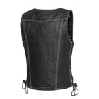 Cindy -  Women's Motorcycle Leather Vest Black
