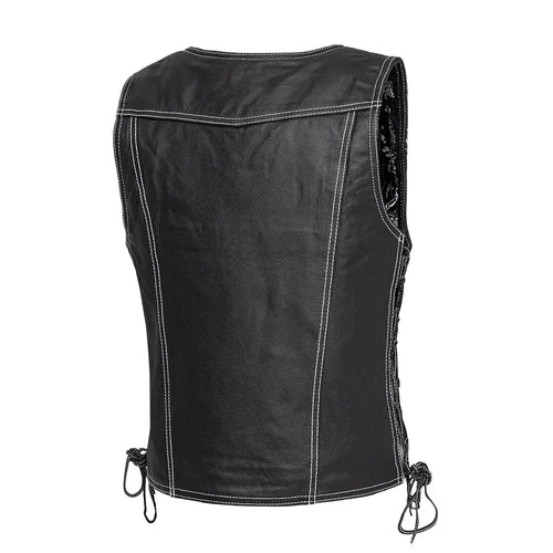 Cindy -  Women's Motorcycle Leather Vest Black