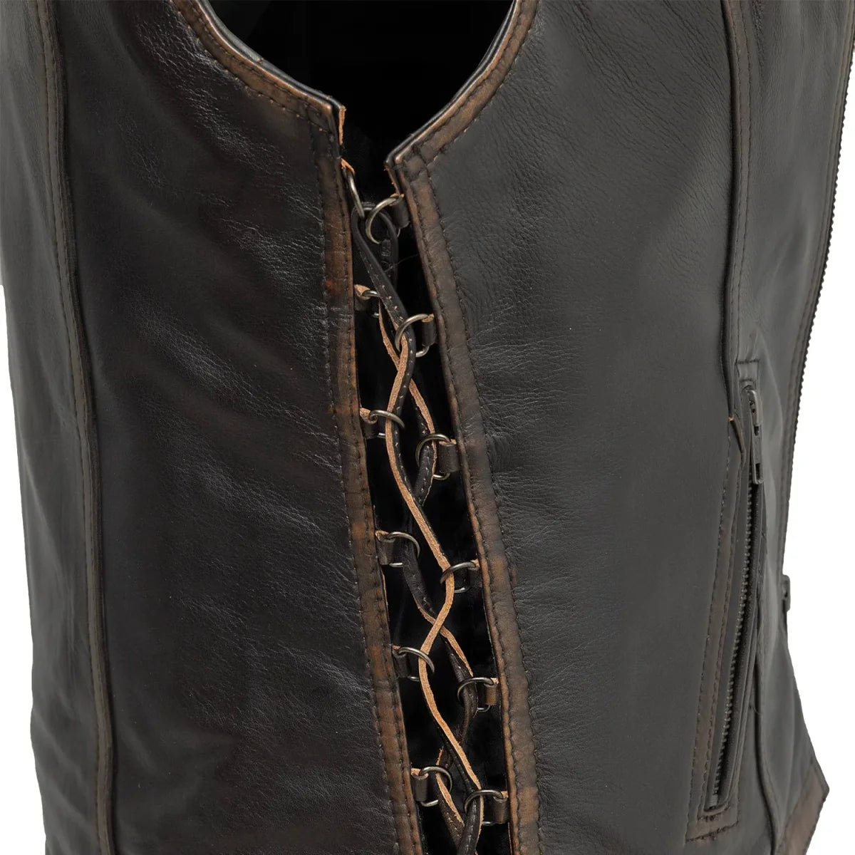 Cindy -  Women's Motorcycle Leather Vest Brown Beige