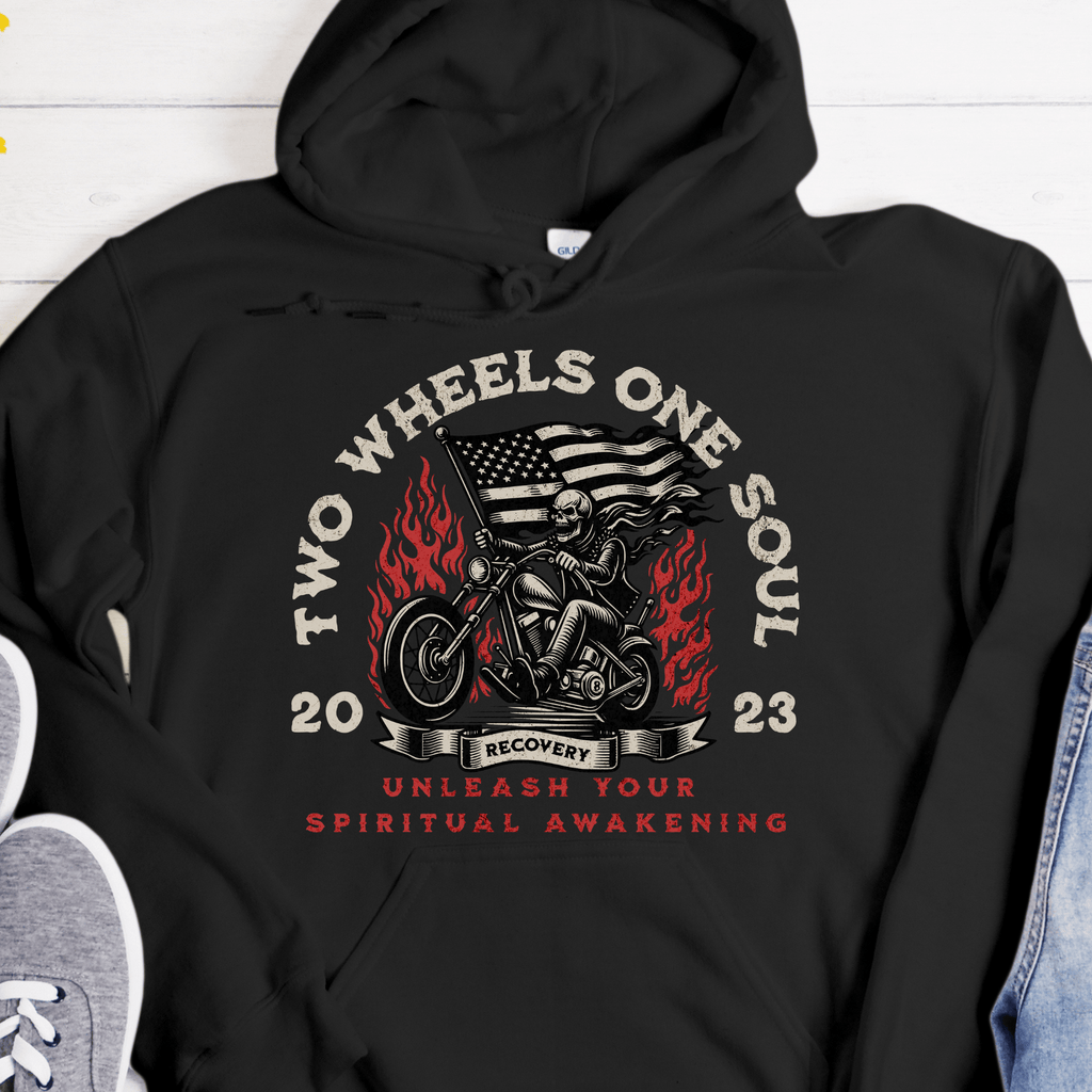 Two Wheels One Soul Sobriety Motorcycle Hoodie
