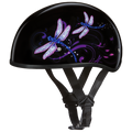 DOT Approved Daytona Motorcycle Half Face Helmet - Skull Cap Graphics for Men & Women, Scooters, ATVs, UTVs & Choppers - W/ Dragonfly