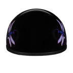 DOT Approved Daytona Motorcycle Half Face Helmet - Skull Cap Graphics for Men & Women, Scooters, ATVs, UTVs & Choppers - W/ Dragonfly