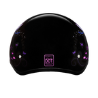 DOT Approved Daytona Motorcycle Half Face Helmet - Skull Cap Graphics for Men & Women, Scooters, ATVs, UTVs & Choppers - W/ Dragonfly
