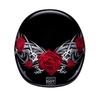 DOT Approved Daytona Motorcycle Half Face Helmet - Skull Cap Graphics for Men & Women, Scooters, ATVs, UTVs & Choppers - W/ Rose