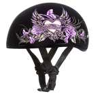 DOT Approved Daytona Motorcycle Half Face Helmet - Skull Cap Graphics for Men & Women, Scooters, ATVs, UTVs & Choppers - W/ Wild At Heart