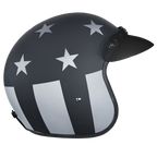 DOT Approved Daytona Cruiser Open Face Motorcycle Helmet - Men, Women & Youth - With Visor & Graphics - W/ Captain America Stealth