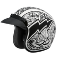 DOT Approved Daytona Cruiser Open Face Motorcycle Helmet - Men, Women & Youth - With Visor & Graphics - W/ Graffiti