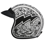 DOT Approved Daytona Cruiser Open Face Motorcycle Helmet - Men, Women & Youth - With Visor & Graphics - W/ Graffiti
