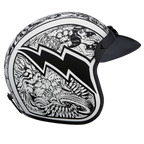 DOT Approved Daytona Cruiser Open Face Motorcycle Helmet - Men, Women & Youth - With Visor & Graphics - W/ Graffiti
