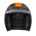DOT Approved Daytona Cruiser Open Face Motorcycle Helmet - Men, Women & Youth - With Visor & Graphics - W/ Orange Pin Stripe