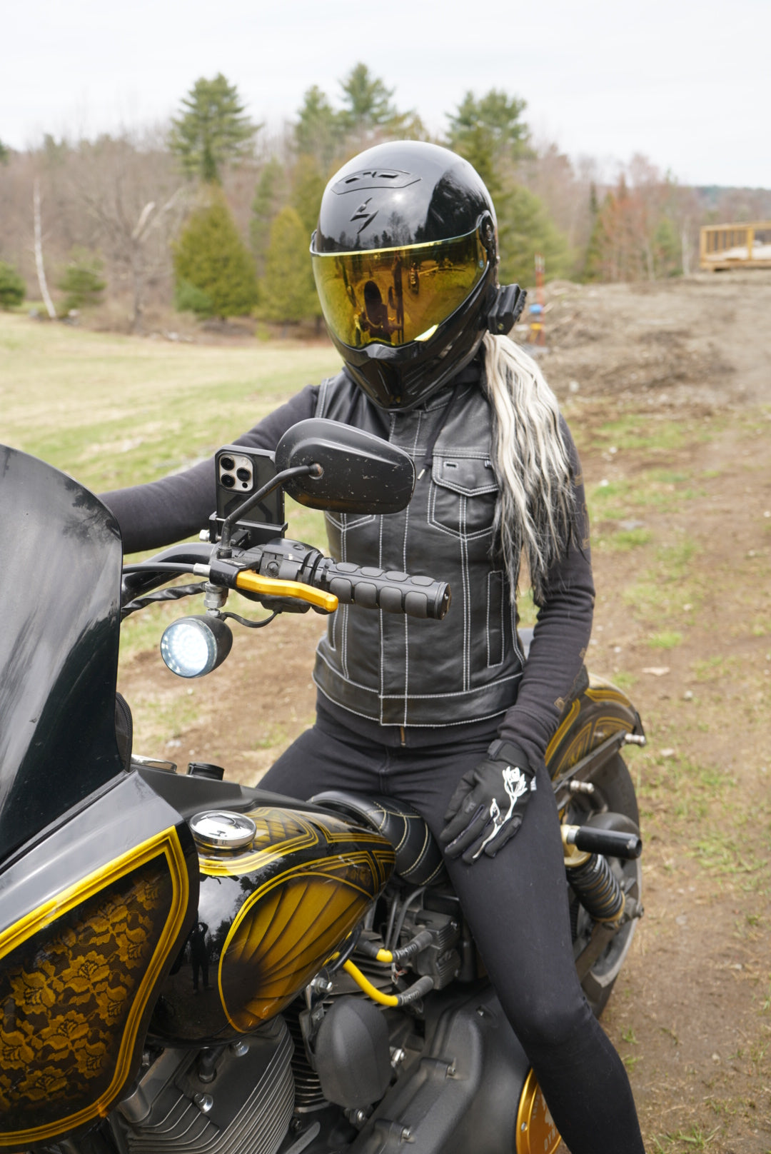 Jessica Women's Motorcycle Leather Vest - White - Limited Edition