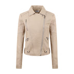 Short Oblique Pull Slim Motorcycle Jacket