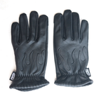 Embossed Black Cowhide Flame Gloves