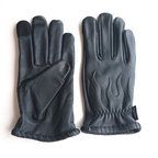 Embossed Black Cowhide Flame Gloves