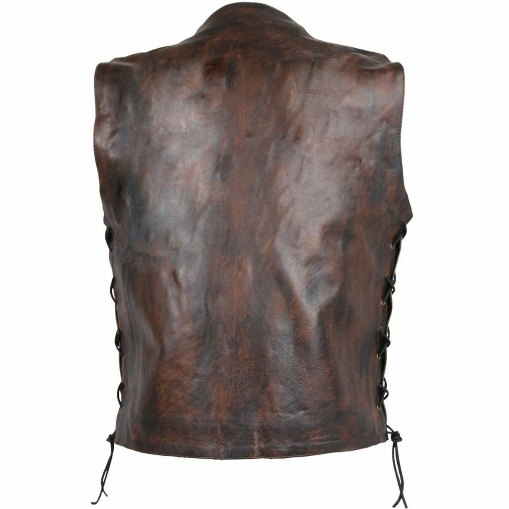 Distressed Genuine Leather Biker Vest
