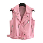 Handmade Pink Genuine Leather Biker Vest
