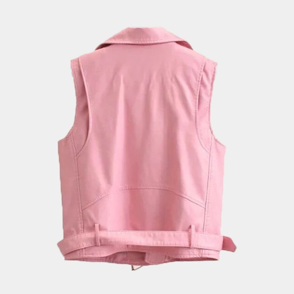 Handmade Pink Genuine Leather Biker Vest
