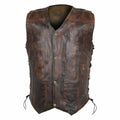 Distressed Genuine Leather Biker Vest