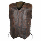 Distressed Genuine Leather Biker Vest