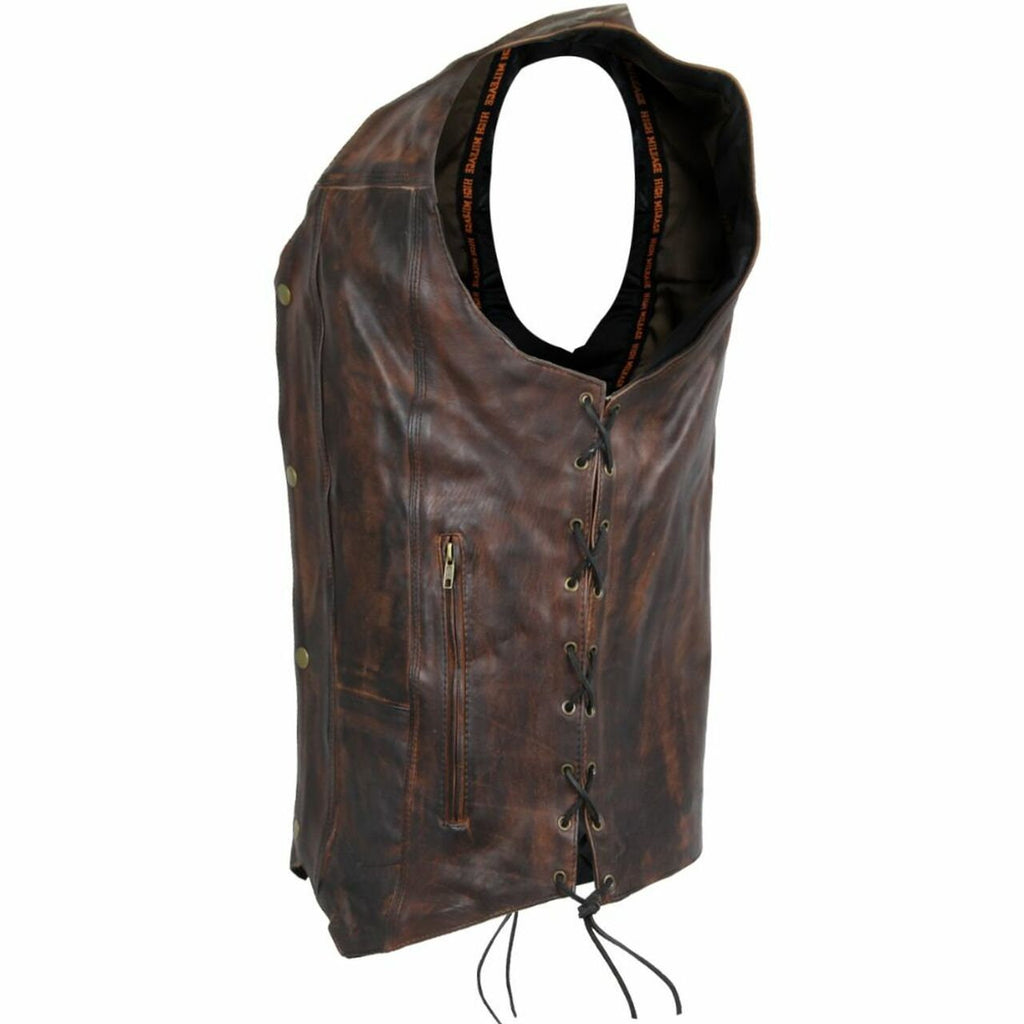 Distressed Genuine Leather Biker Vest