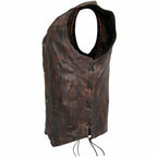 Distressed Genuine Leather Biker Vest