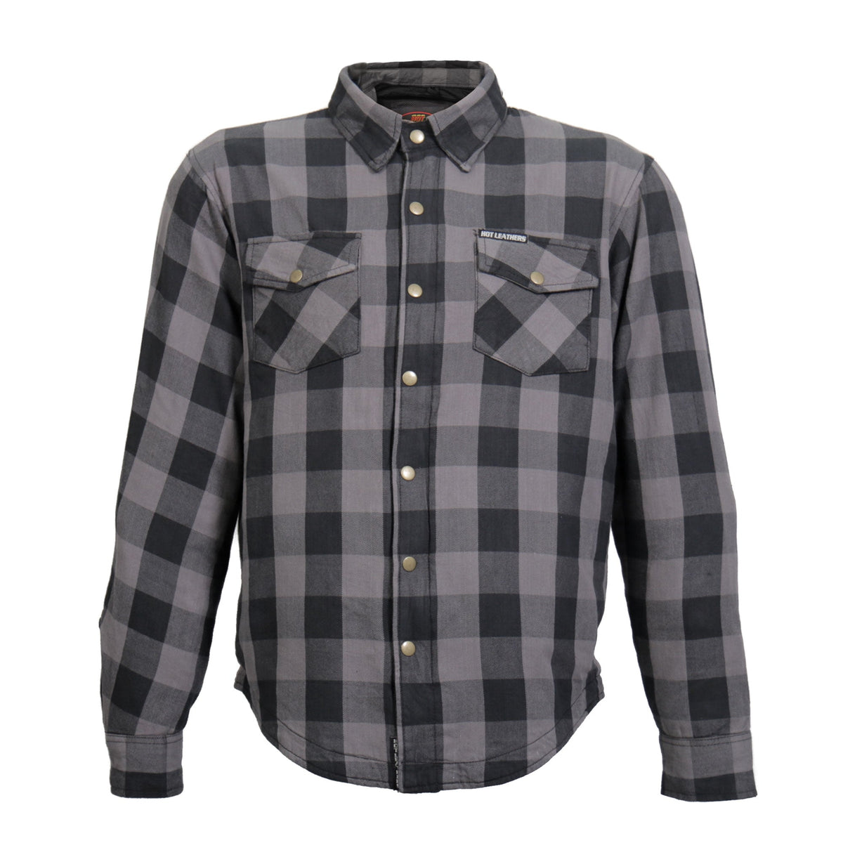 Hot Leathers Men's 'Last Stand' Gray Cotton Flannel Shirt - Button Front - Riding Protective Wear - JKM3004