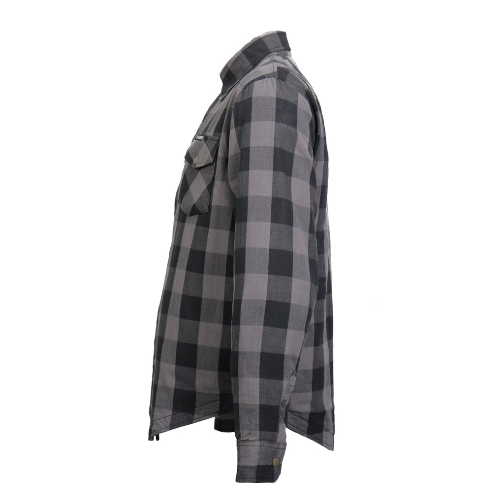 Hot Leathers Men's 'Last Stand' Gray Cotton Flannel Shirt - Button Front - Riding Protective Wear - JKM3004