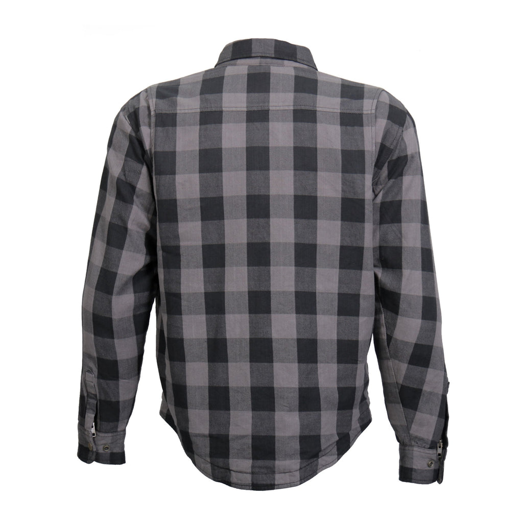 Hot Leathers Men's 'Last Stand' Gray Cotton Flannel Shirt - Button Front - Riding Protective Wear - JKM3004