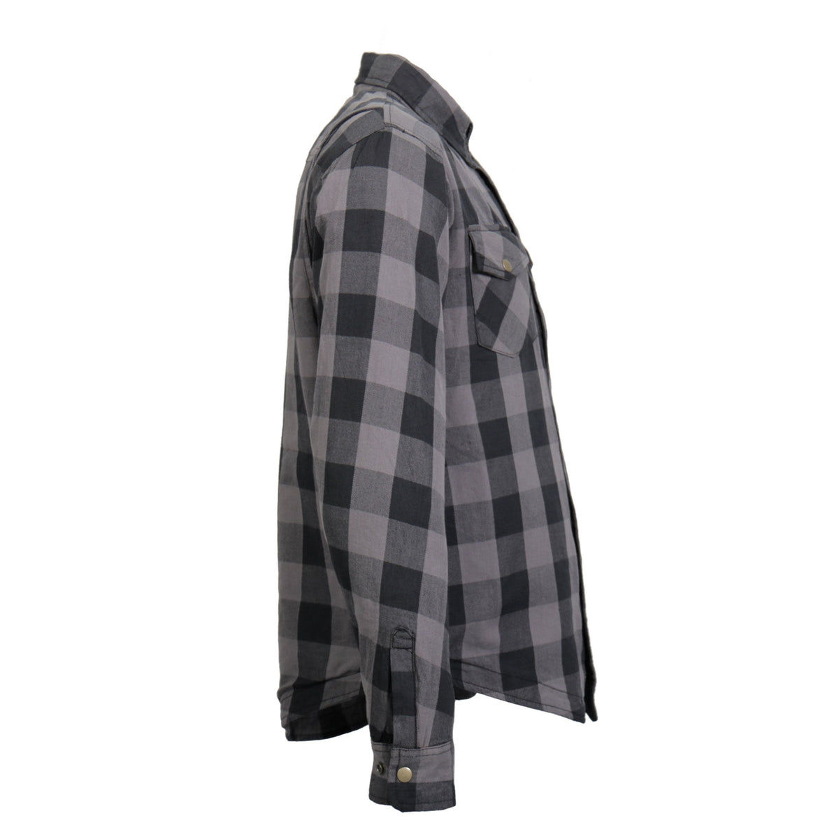 Hot Leathers Men's 'Last Stand' Gray Cotton Flannel Shirt - Button Front - Riding Protective Wear - JKM3004