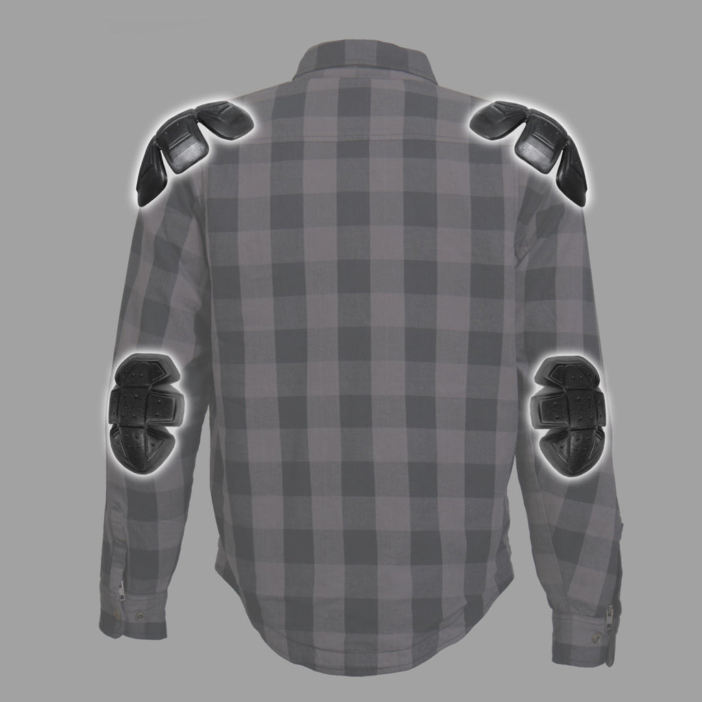 Hot Leathers Men's 'Last Stand' Gray Cotton Flannel Shirt - Button Front - Riding Protective Wear - JKM3004