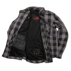 Hot Leathers Men's 'Last Stand' Gray Cotton Flannel Shirt - Button Front - Riding Protective Wear - JKM3004