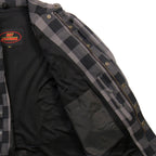 Hot Leathers Men's 'Last Stand' Gray Cotton Flannel Shirt - Button Front - Riding Protective Wear - JKM3004