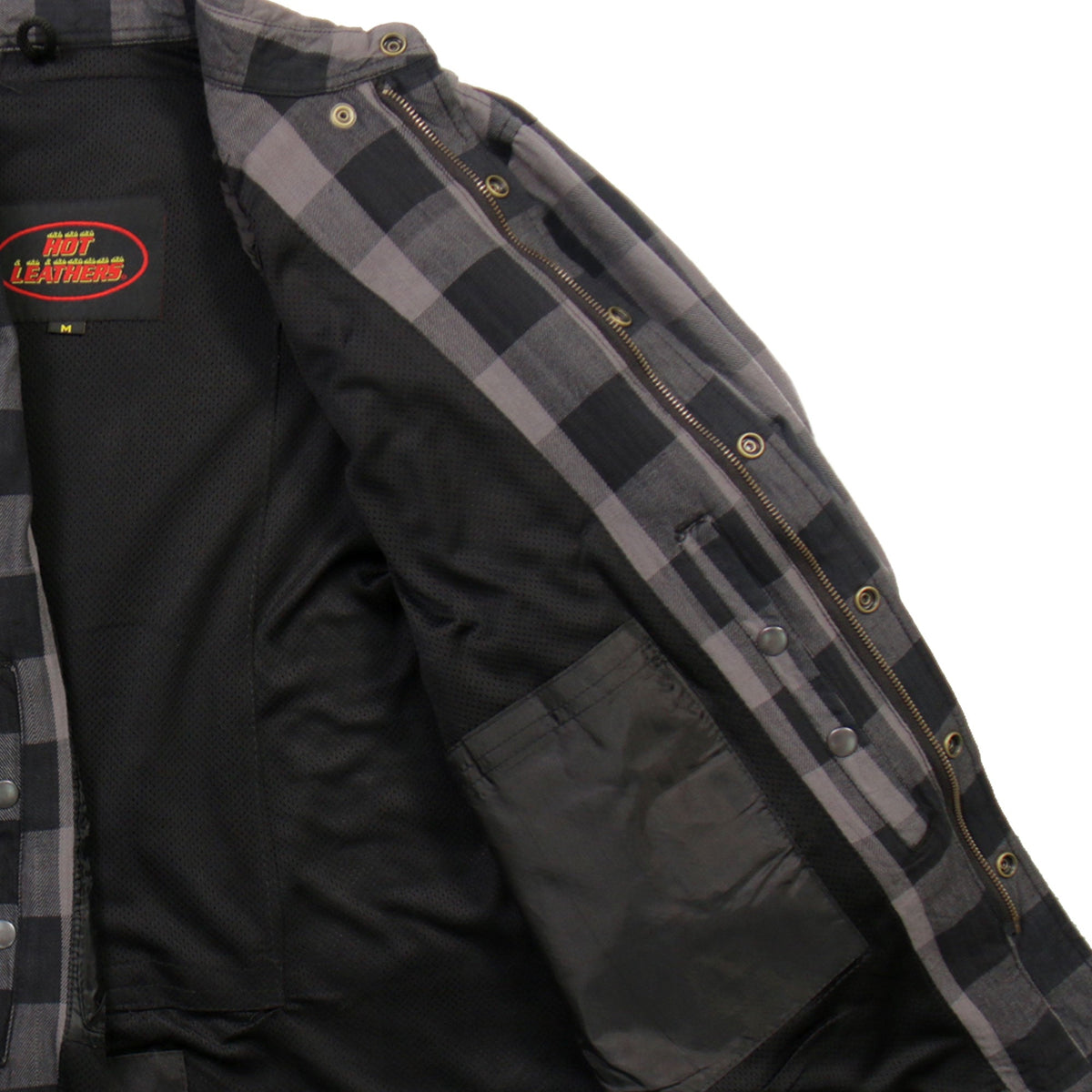 Hot Leathers Men's 'Last Stand' Gray Cotton Flannel Shirt - Button Front - Riding Protective Wear - JKM3004