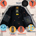 Milwaukee Leather Men's Avalanche Black CE Armored Flannel Shirt with Aramid Reinforced Zones - MPM1620