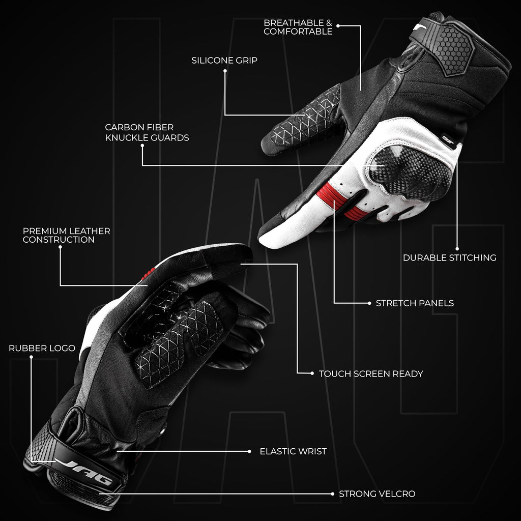 Carbon X Leather Motorcycle Riding Gloves