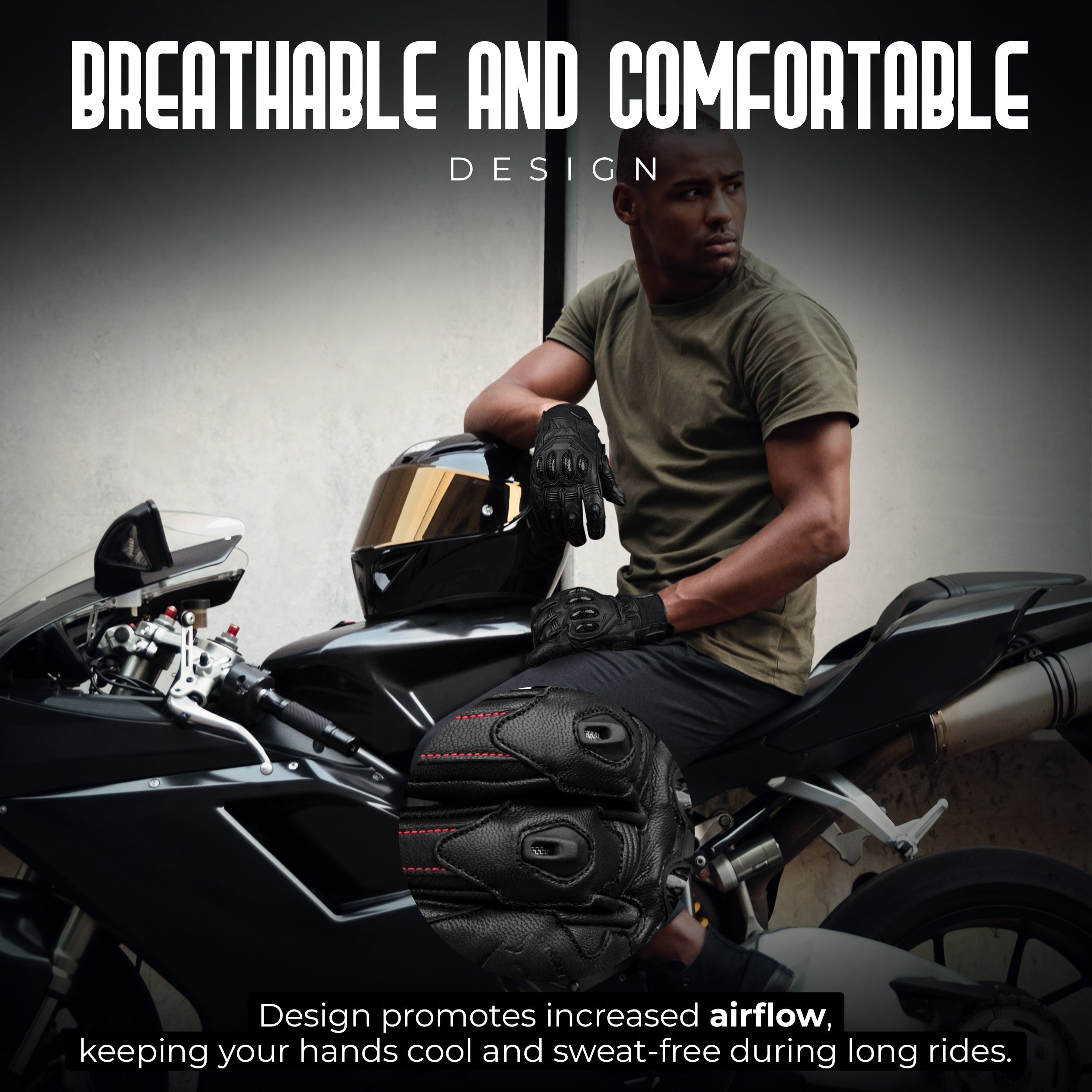 Gladiator Genuine Leather Motorcycle Gloves