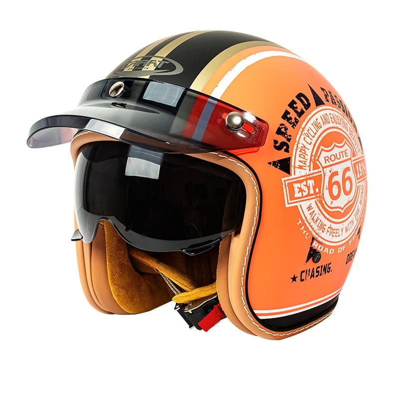 The Street King Vintage Open Face Motorcycle Helmet